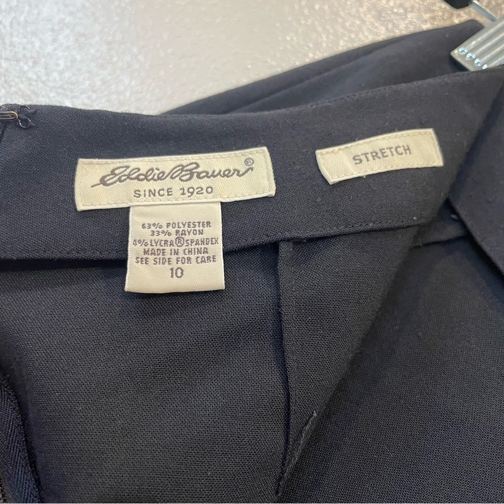 Eddie Bauer Navy Blue Midi Skirt Front Slit Stretch Y2K Womens Size 10 - Picture 3 of 10